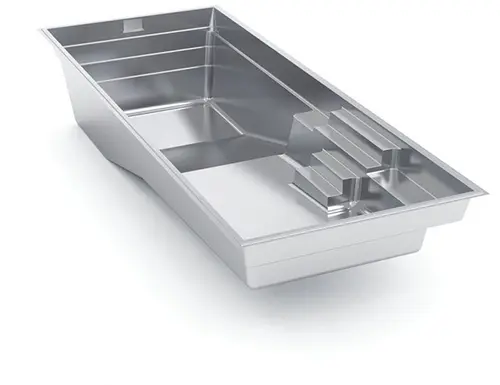 3D image of The Grand rectangular fiberglass composite pool shell, available at Leisure Pools Sarasota